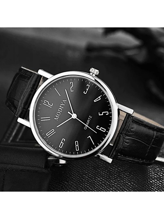Orologio da Polso Uomo con Cassa in Acciaio e Cinturino in Eco-Pelle