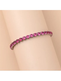 Bracciale Tennis in Rame Placcato con Zirconi Rotondi