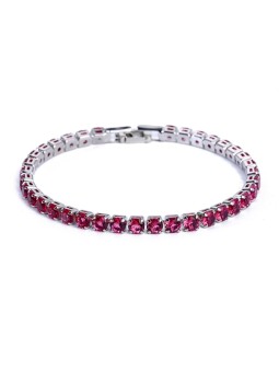 Bracciale Tennis in Rame Placcato con Zirconi Rotondi