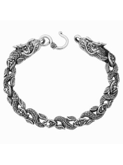 Bracciale Hip-Hop in Lega con 2 Teste di Drago Cinese