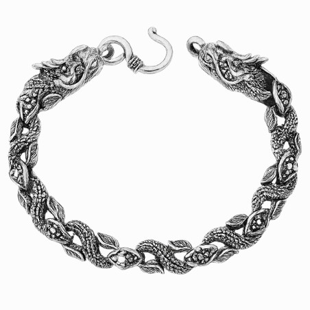 Bracciale Hip-Hop in Lega con 2 Teste di Drago Cinese