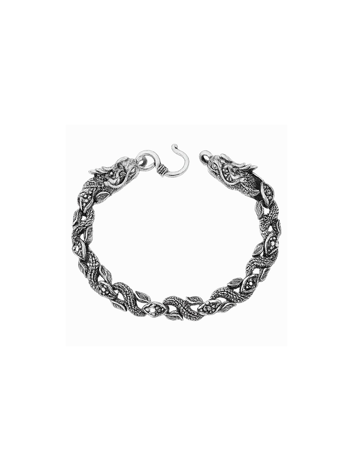 Bracciale Hip-Hop in Lega con 2 Teste di Drago Cinese