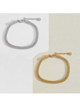 Bracciale da Donna Multistrato in Acciaio Inossidabile con Perline