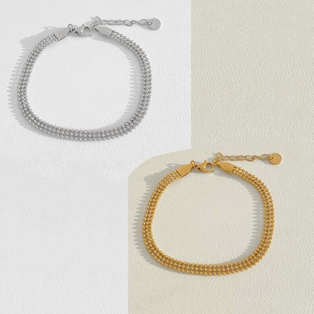 Bracciale da Donna Multistrato in Acciaio Inossidabile con Perline