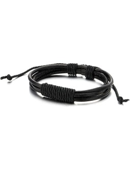 Bracciale Pelle Sintetica Tinta Unita Stile Etnico Unisex