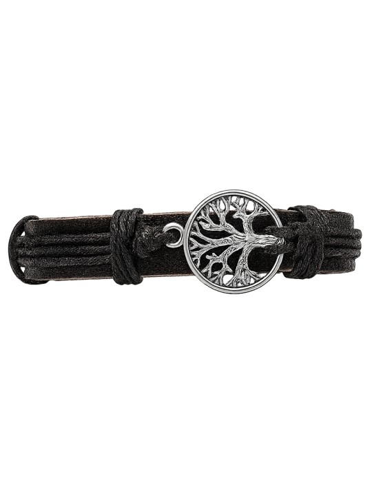 Bracciale Unisex Etnico in Eco-Pelle Tinta Unita Look Naturale