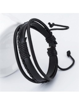 Bracciale Etnico Tinta Unita in Pelle Sintetica Unisex