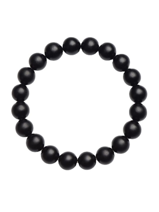Bracciale Elastico Unisex con Sfere Nere da 8 mm Stile Minimal