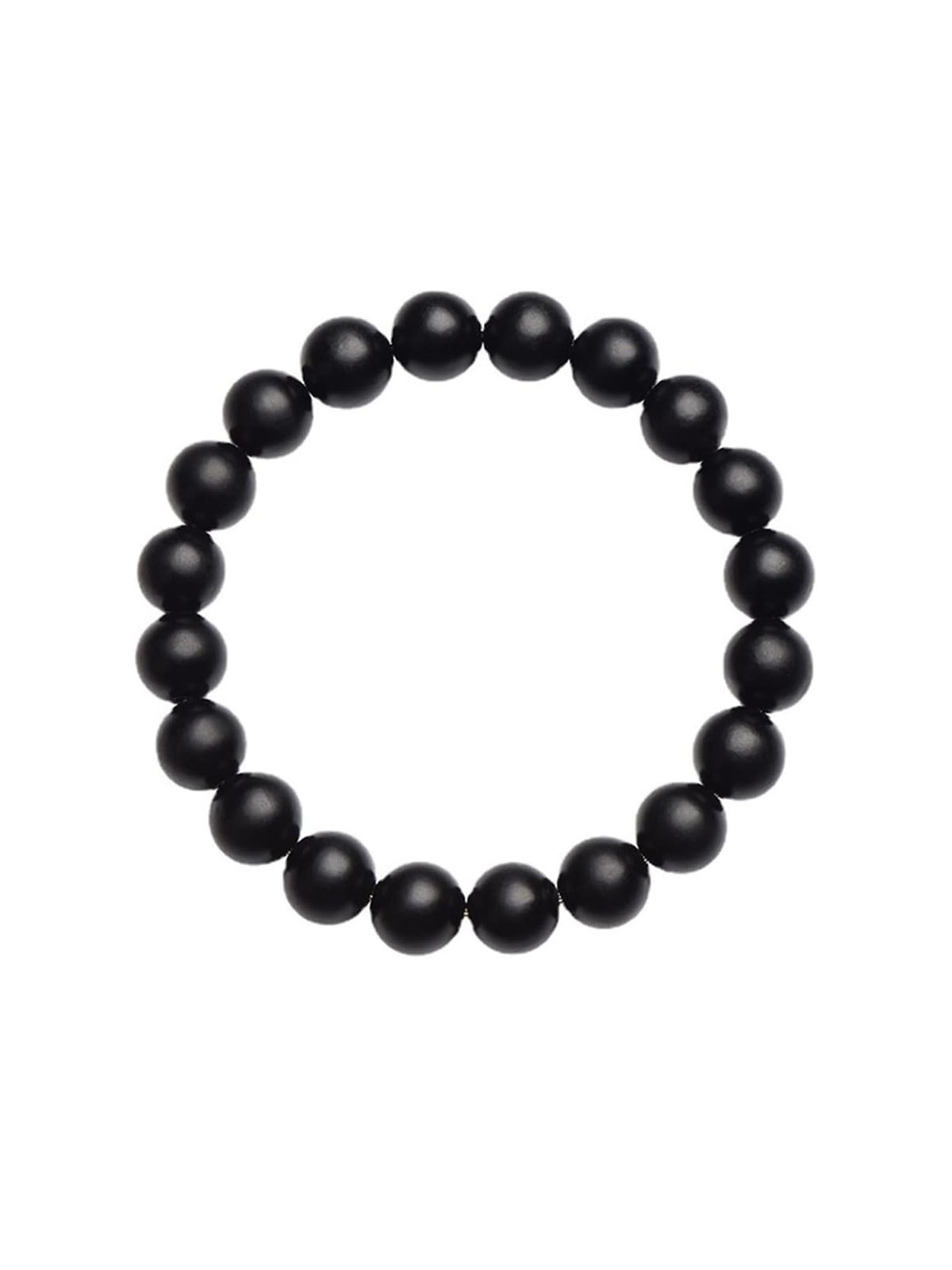 Bracciale Elastico Unisex con Sfere Nere da 8 mm Stile Minimal