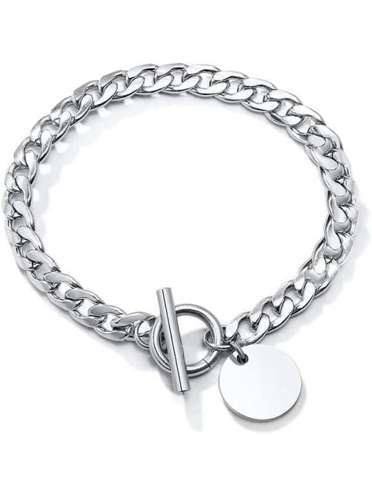 Bracciale da Donna in Acciaio Catena Grumetta con Medaglietta