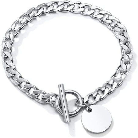 Bracciale da Donna in Acciaio Catena Grumetta con Medaglietta