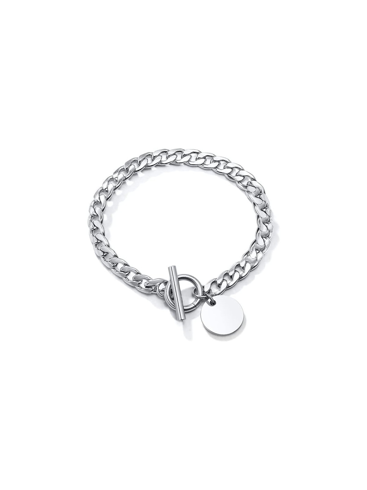 Bracciale da Donna in Acciaio Catena Grumetta con Medaglietta