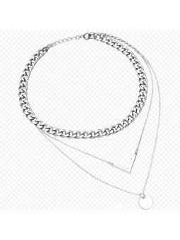 Collana da Donna a 3 Fili in Acciaio Inossidabile con Medaglietta