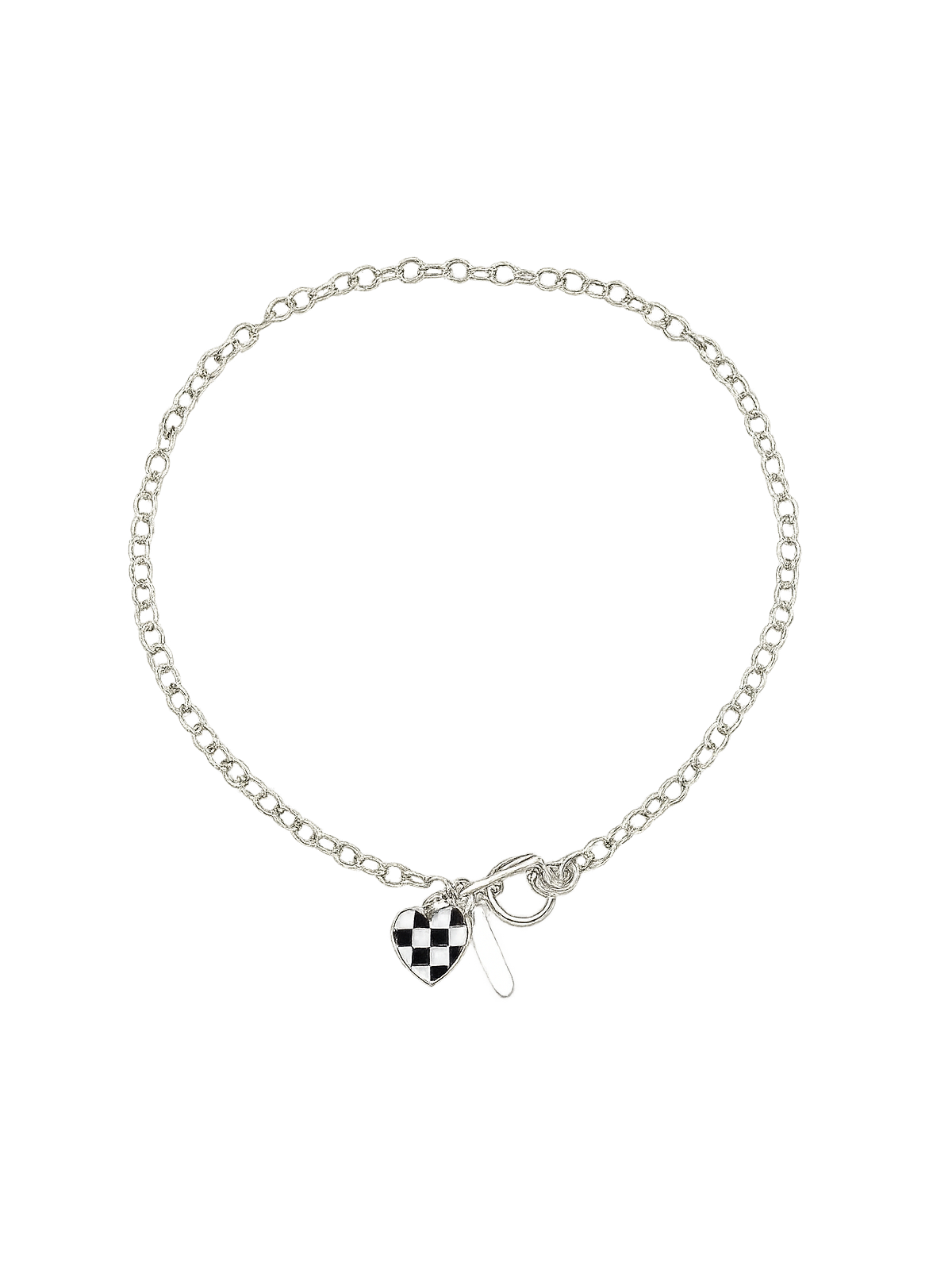 Collana da Donna in Lega Placcata con Pendente Cuore Stile Scacchiera