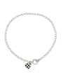 Collana da Donna in Lega Placcata con Pendente Cuore Stile Scacchiera