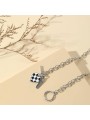 Collana da Donna in Lega Placcata con Pendente Cuore Stile Scacchiera