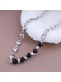 Collana da Donna in Lega Placcata con Perle Nere