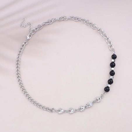 Collana da Donna in Lega Placcata con Perle Nere