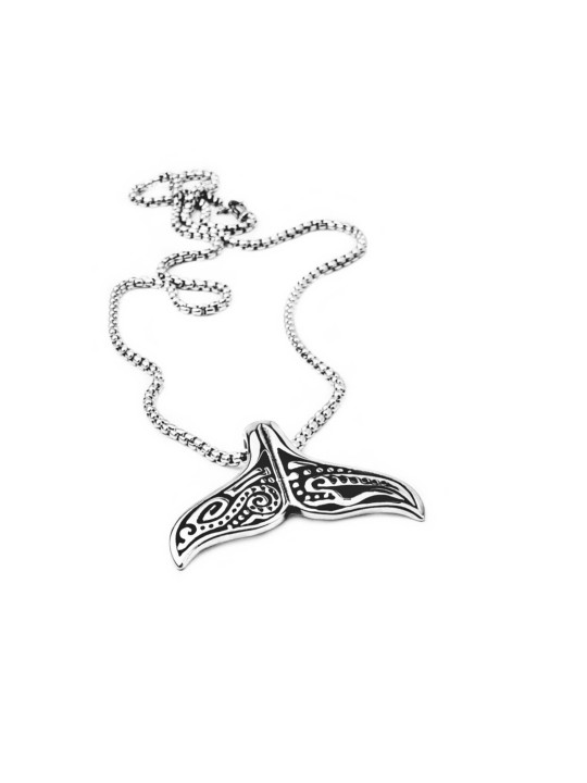 Collana Uomo in Acciaio Inossidabile con Ciondolo a Coda di Pesce