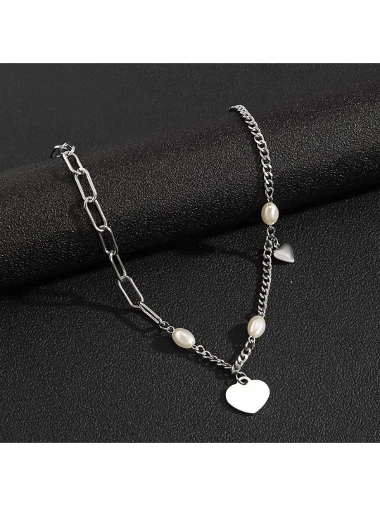 Collana da Donna in Lega Placcata con Cuore e Pendente a Forma di Cuore