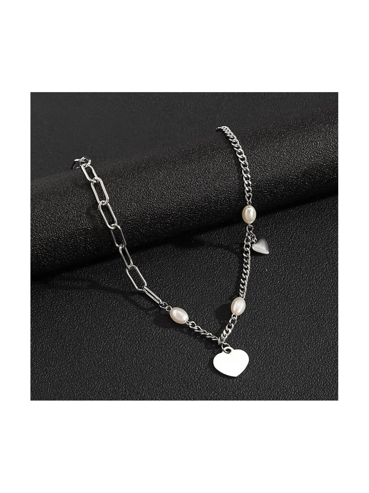Collana da Donna in Lega Placcata con Cuore e Pendente a Forma di Cuore