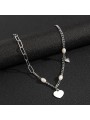Collana da Donna in Lega Placcata con Cuore e Pendente a Forma di Cuore