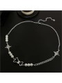 Collana da Donna in Lega Placcata con Perle Bianche e Fiocco