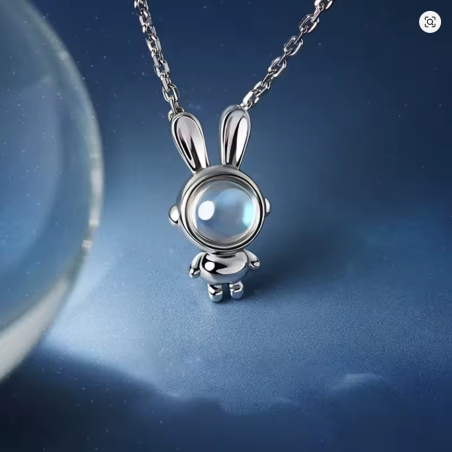 Collana da Donna in Lega Placcata con Pendente a Forma di Coniglio