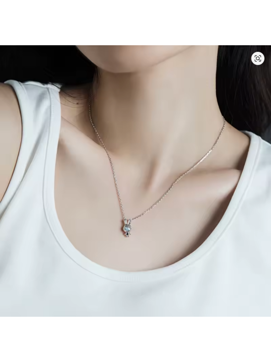 Collana da Donna in Lega Placcata con Pendente a Forma di Coniglio