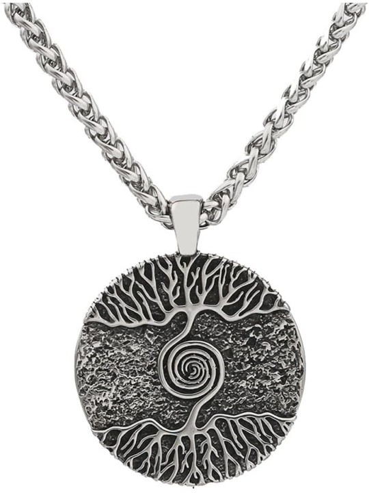 Collana Uomo con Ciondolo "Doppio Albero della Vita" in Acciaio 304