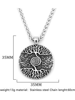 Collana Uomo con Ciondolo "Doppio Albero della Vita" in Acciaio 304