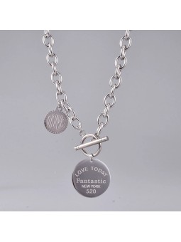 Collana da Donna in Acciaio Inossidabile e Doppio Pendente Medaglia