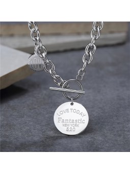 Collana da Donna in Acciaio Inossidabile e Doppio Pendente Medaglia