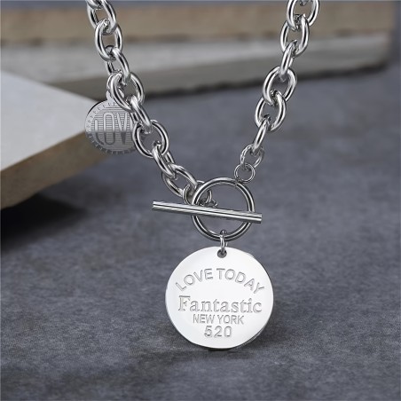 Collana da Donna in Acciaio Inossidabile e Doppio Pendente Medaglia