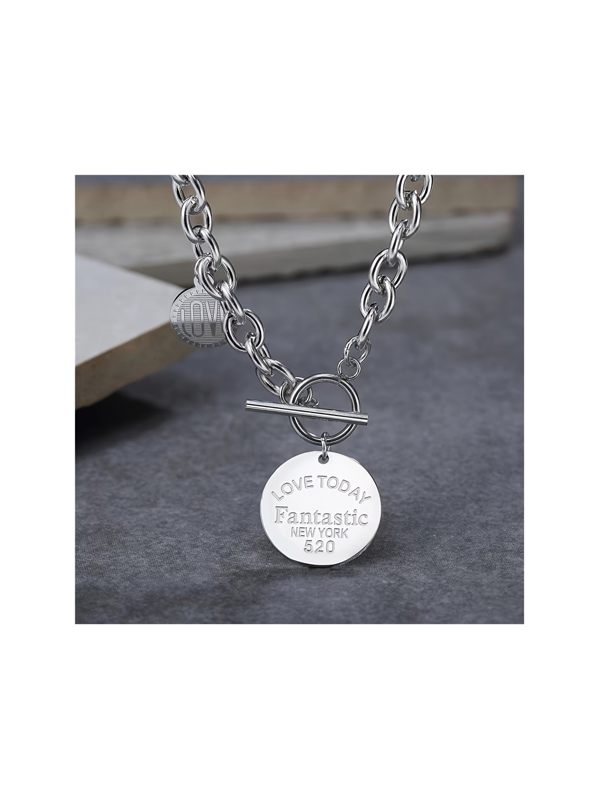 Collana da Donna in Acciaio Inossidabile e Doppio Pendente Medaglia