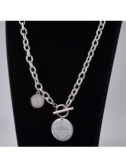 Collana da Donna in Acciaio Inossidabile e Doppio Pendente Medaglia