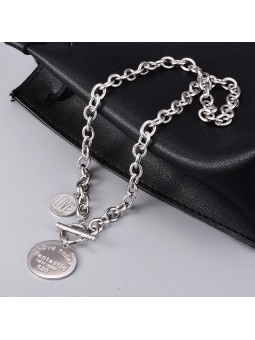 Collana da Donna in Acciaio Inossidabile e Doppio Pendente Medaglia
