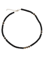 Collana da Uomo in Acciaio con Perline Nere e Ambra Artificiale