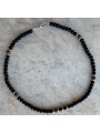 Collana da Uomo in Acciaio con Perline Nere e Ambra Artificiale
