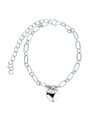 Bracciale donna in lega placcata argento con ciondolo cuore bombato