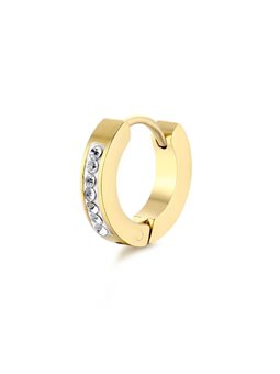 Orecchini unisex a cerchio piccolo in acciaio con strass, 3 colori