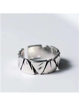Anello uomo in acciaio inossidabile con incisioni geometriche