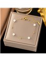 Bracciale donna titanio dorato con perle artificiali e sfere, regolabile