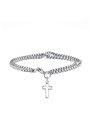 Bracciale uomo in acciaio doppia catena con ciondolo a croce