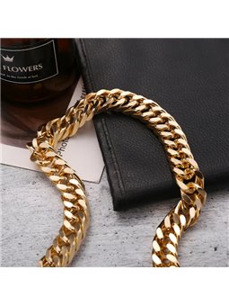Collana unisex Cuban link placcata oro con maglie piatte, regolabile