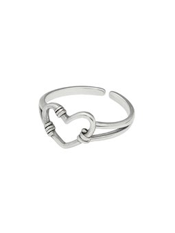 Anello donna regolabile in argento 925 con cuore intrecciato centrale