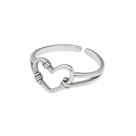 Anello donna regolabile in argento 925 con cuore intrecciato centrale