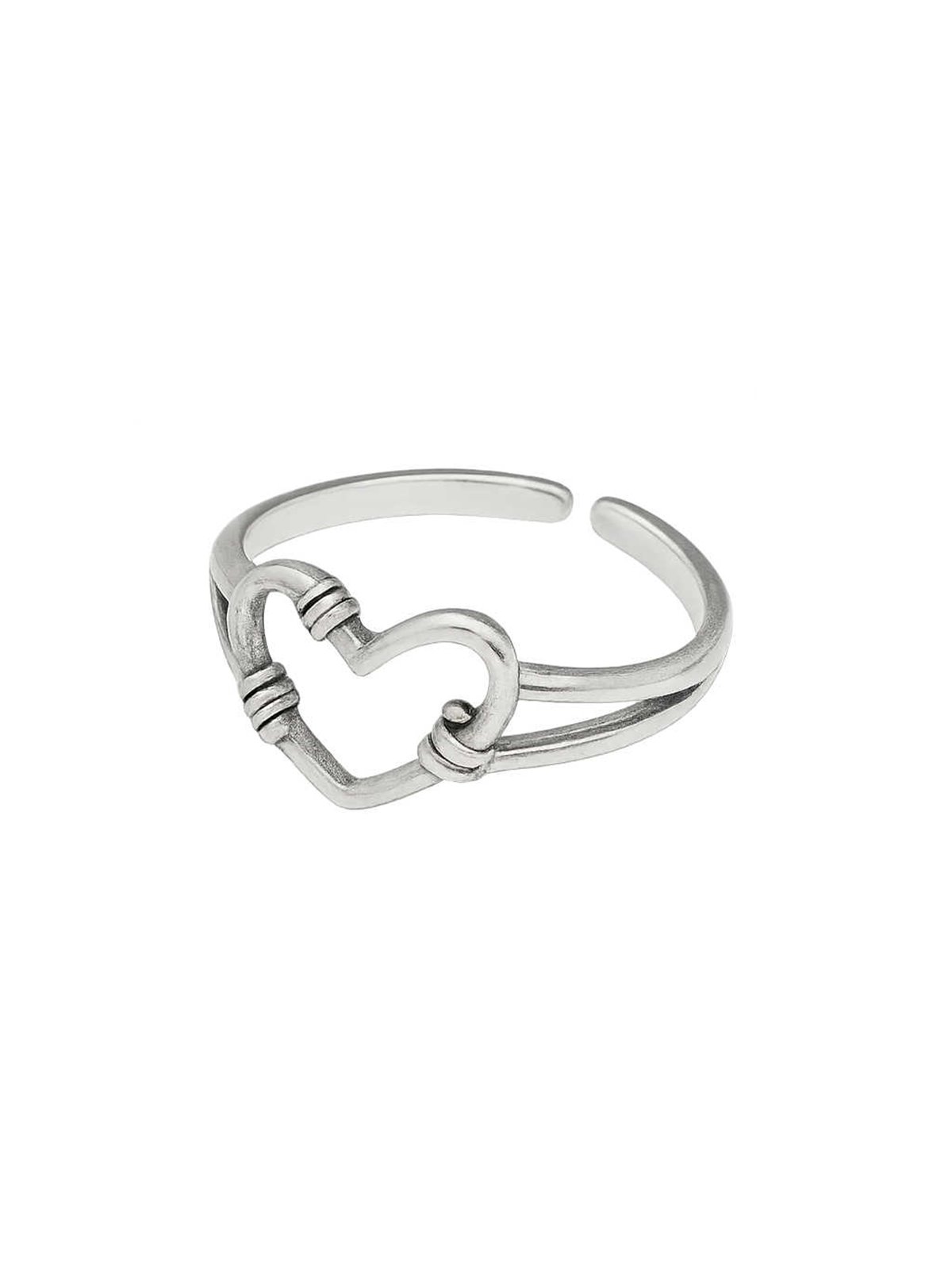 Anello donna regolabile in argento 925 con cuore intrecciato centrale