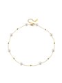 Collana donna titanio dorato con perle artificiali e sfere, regolabile