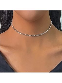 Collana donna girocollo regolabile in lega con 1-4 file di strass